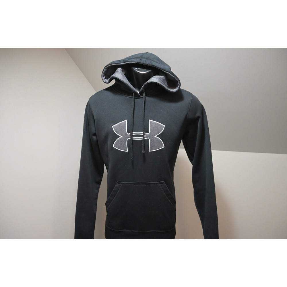Under Armour Hoodie Mens Large Black Storm Logo Pullover Sweatshirt Excellent